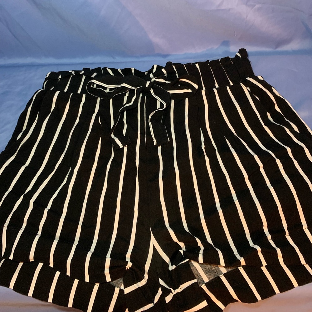 Ambiance striped shorts with tie